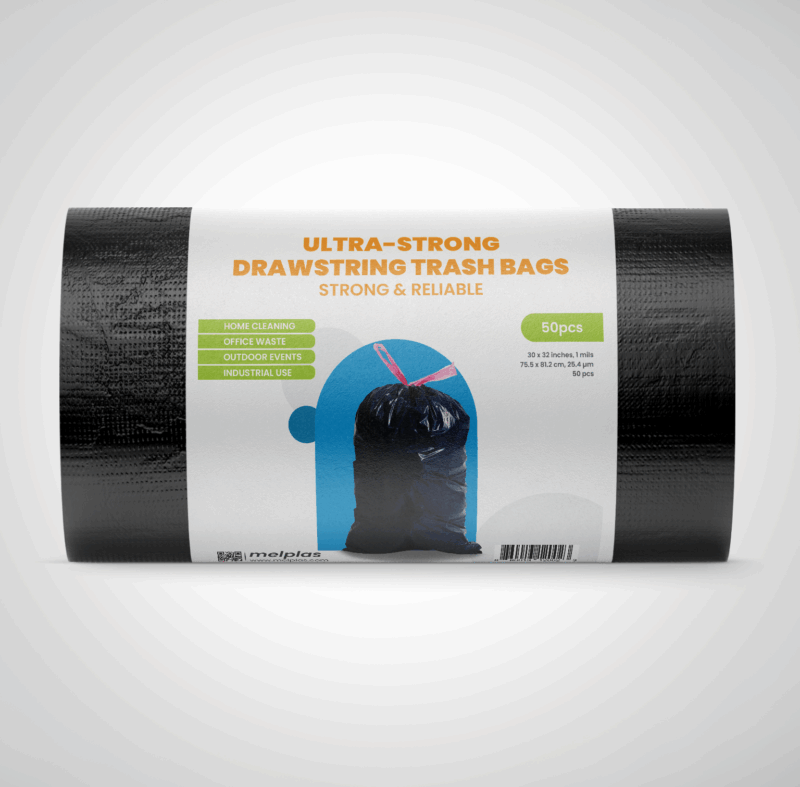 Drawstring Trash Bags 30x32 inches, 1 mil 400pcs - Image 2