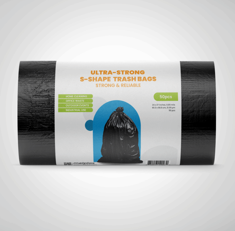 S-Shape Trash Bags 24x27 inches, 0.85 mils 600pcs - Image 2