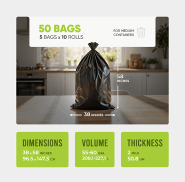 Ultra-Strong Trash Bags 38x58 inches, 2 mils 50pcs