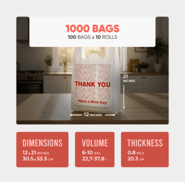 T-Shirt Bags (Printed Thank You) 12x12 inches, 0,8 mil 1000pcs