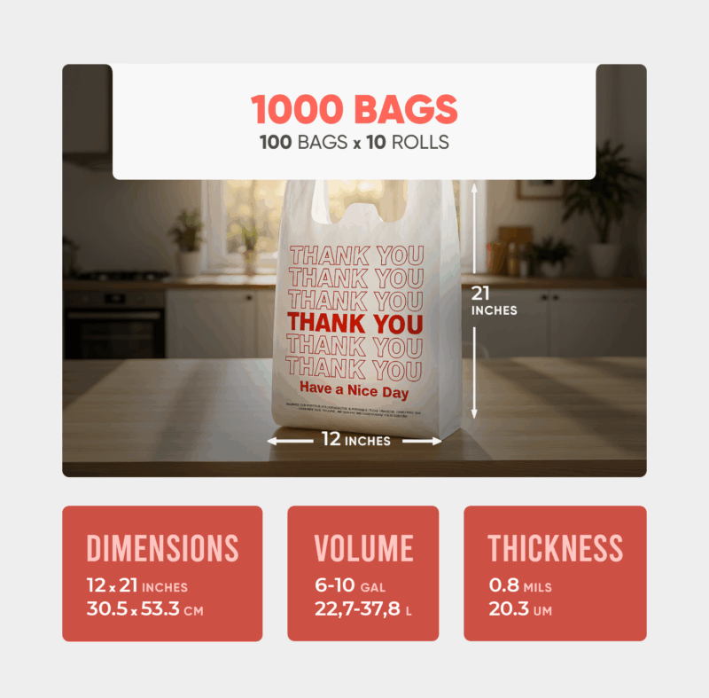 T-Shirt Bags (Printed Thank You) 12x12 inches, 0,8 mil 1000pcs