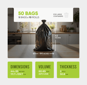 Ultra-Strong Trash Bags 44x55 inches, 2 mils (Star Seal) 50pcs
