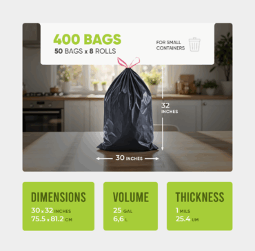 Drawstring Trash Bags 30x32 inches, 1 mil 400pcs
