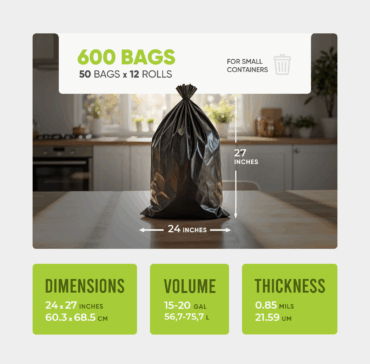 S-Shape Trash Bags 24x27 inches, 0.85 mils 600pcs