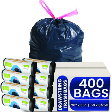 Drawstring Trash Bags 28x35 inches, 1 mil 400pcs