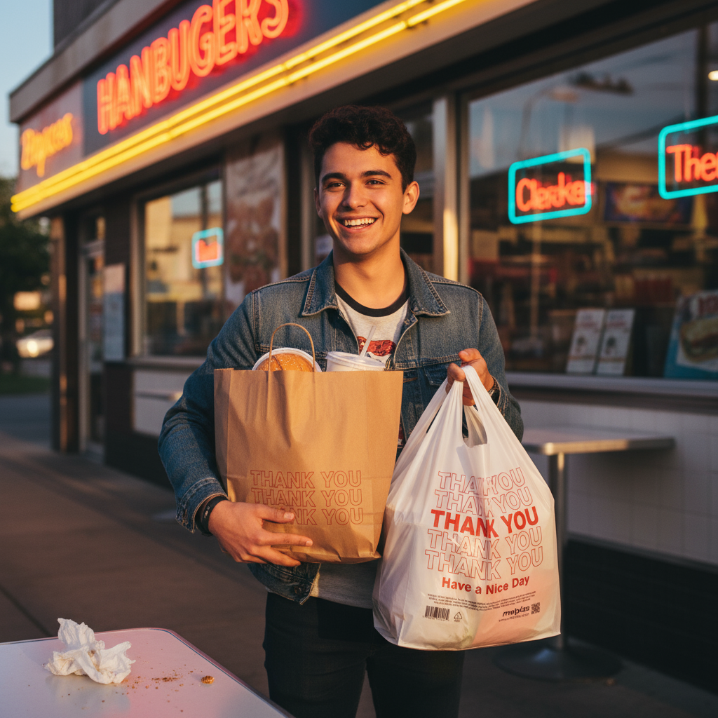 Melplas “Thank You” T-Shirt Carryout Bags – 21×12 inches, 0.8 mil Thick, 100 Count - Image 8