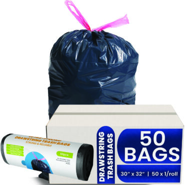 Drawstring Trash Bags 30x32 inches, 1 mil 50pcs