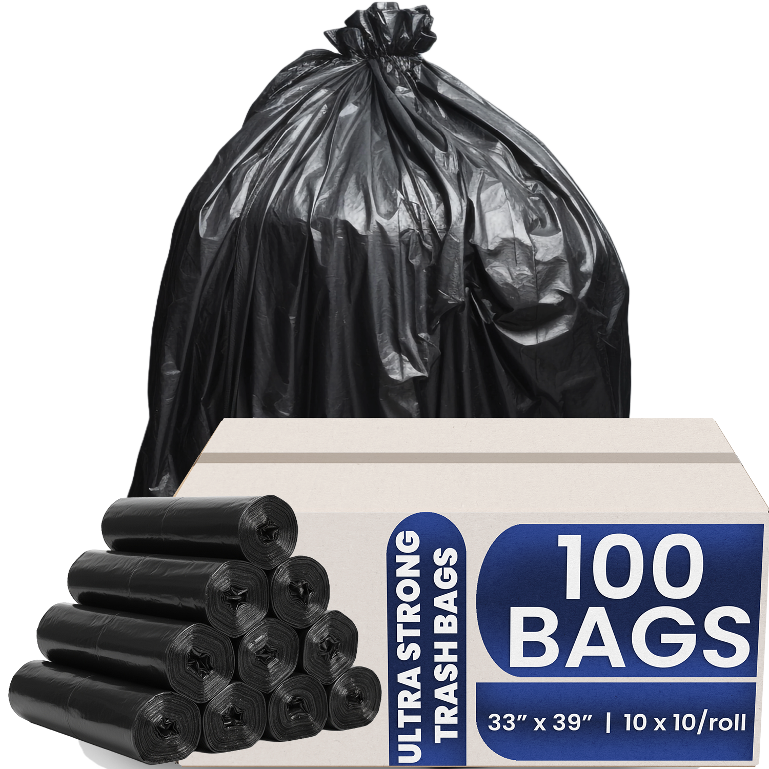 Ultra-Strong Trash Bags 33x39 inches, 1.2 mils 100pcs