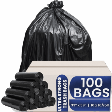 Ultra-Strong Trash Bags 33x39 Inches, Heavy Duty 1.2 Mils, 100 Count