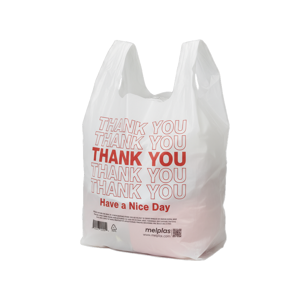 Melplas “Thank You” T-Shirt Carryout Bags – 21×12 inches, 0.8 mil Thick, 100 Count - Image 6