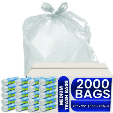 Melplas Medium Trash Bags – 25×25 inches, 1 mil Thick, 2000 Count