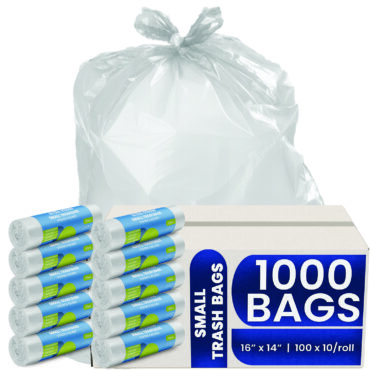 Melplas Small Trash Bags – 16×14 inches, 1 mil Thick, 1000 Count